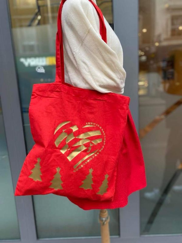 red and gold christmas dachshund tote bag bag for life sustainable shopping