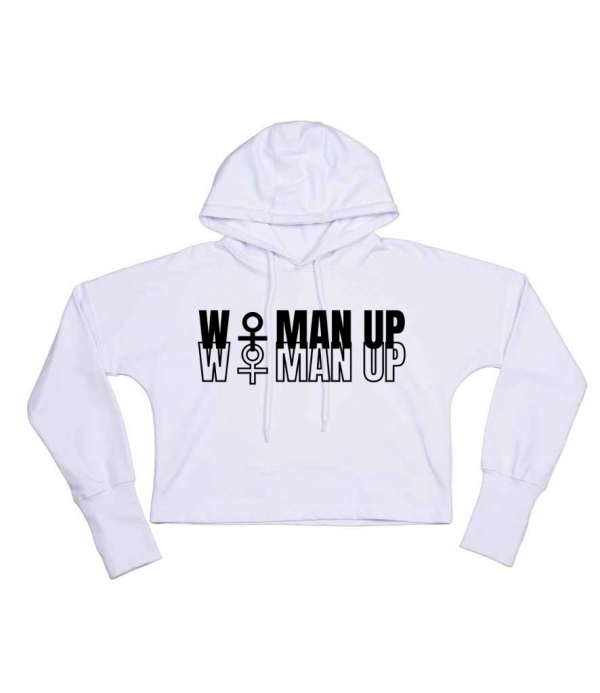 Cropped Hoodie White Woman Up