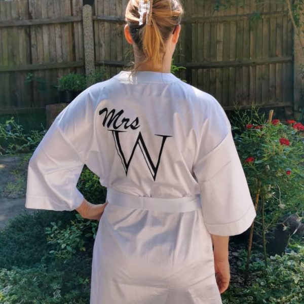 White Mrs wife satin bathrobe gift for her web